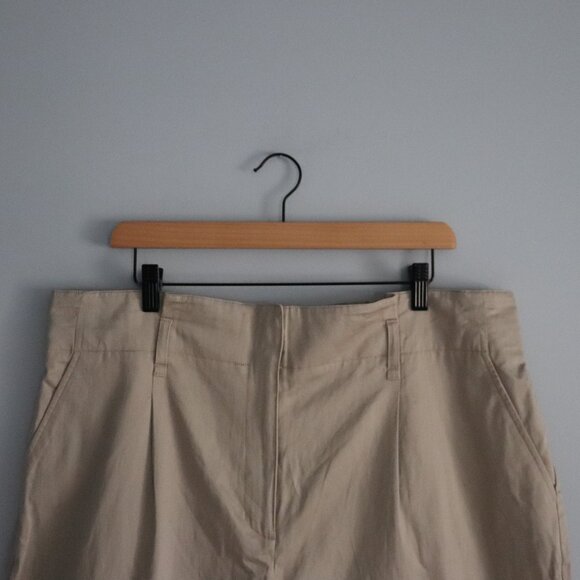 Love & Legend Pleated High Waist Paperbag 18 Beige Linen Office Trouser Pants - Picture 3 of 12